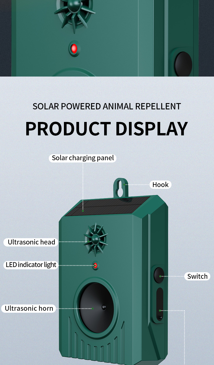Solar Ultrasonic Bird & Animal Repeller — Variable-Frequency Head + Horn details 5