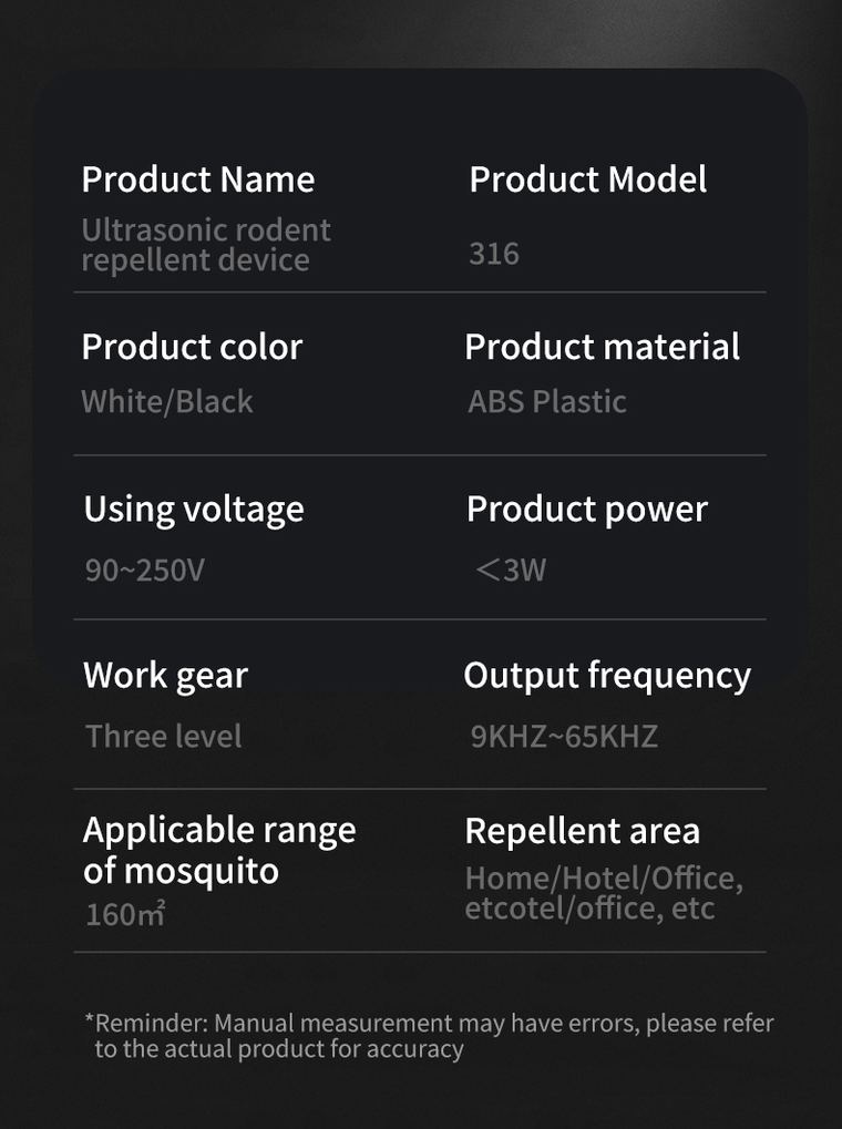 Ultrasonic Mosquito & Pest Repeller 316 — Three-Mode Variable Frequency details 12