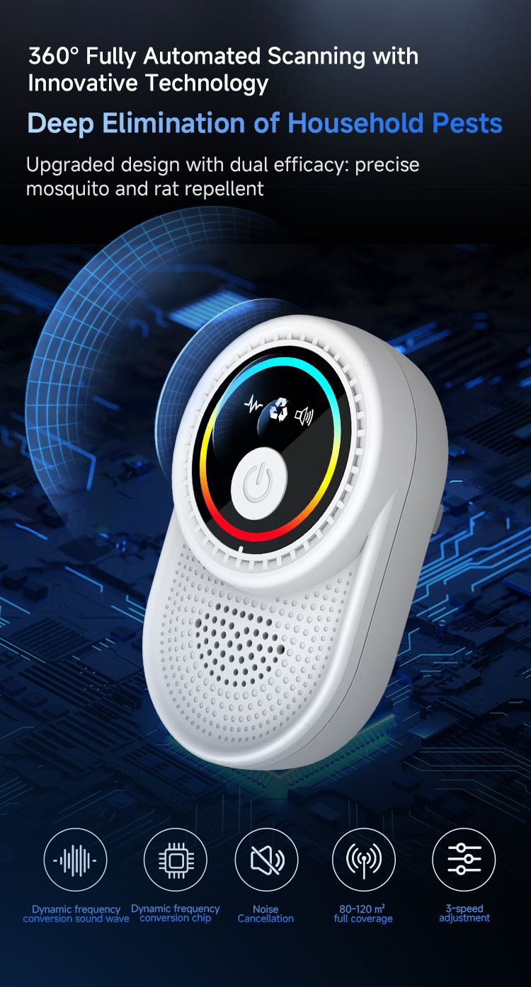 Ultrasonic Pest Repeller 611 — Round Display, 360° Output details 2