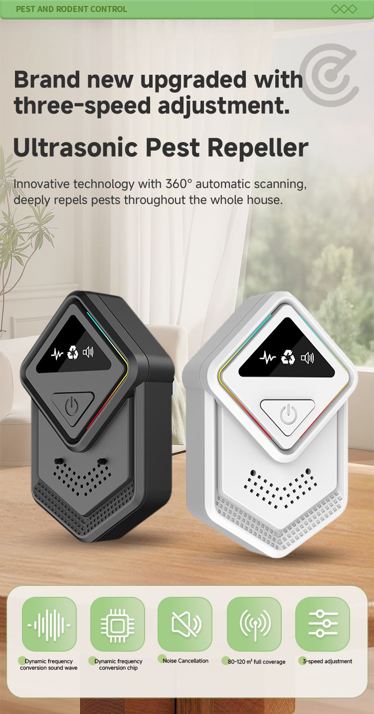Ultrasonic Pest Repeller 613 — Diamond Design, Edge-Lit Frame details 1