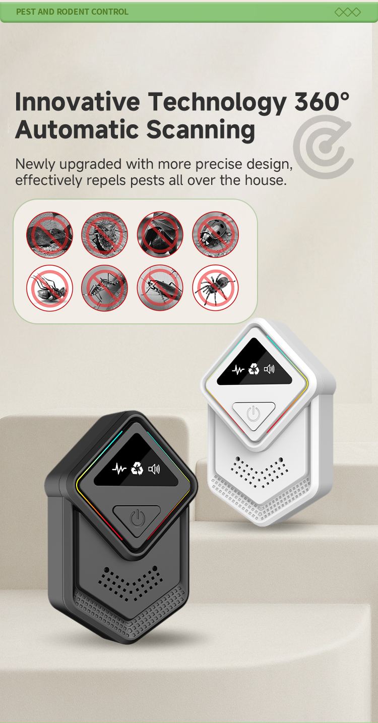 Ultrasonic Pest Repeller 613 — Diamond Design, Edge-Lit Frame details 3