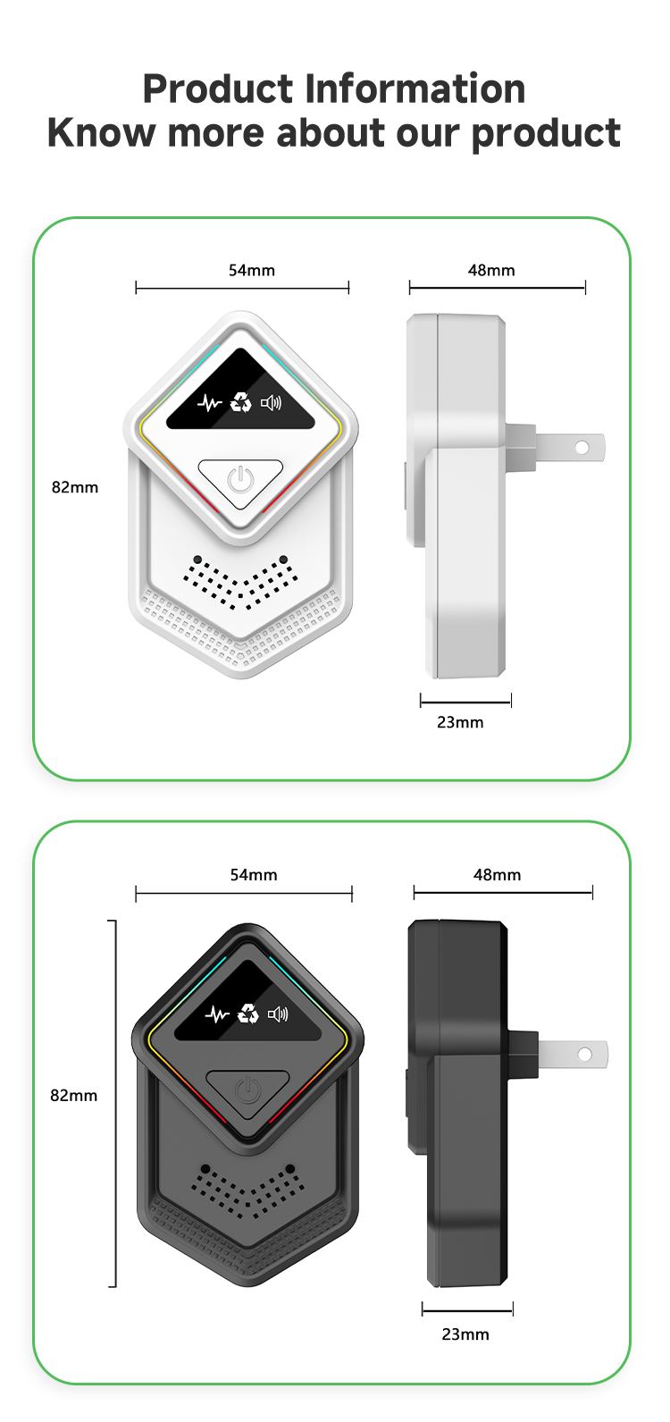 Ultrasonic Pest Repeller 613 — Diamond Design, Edge-Lit Frame details 13