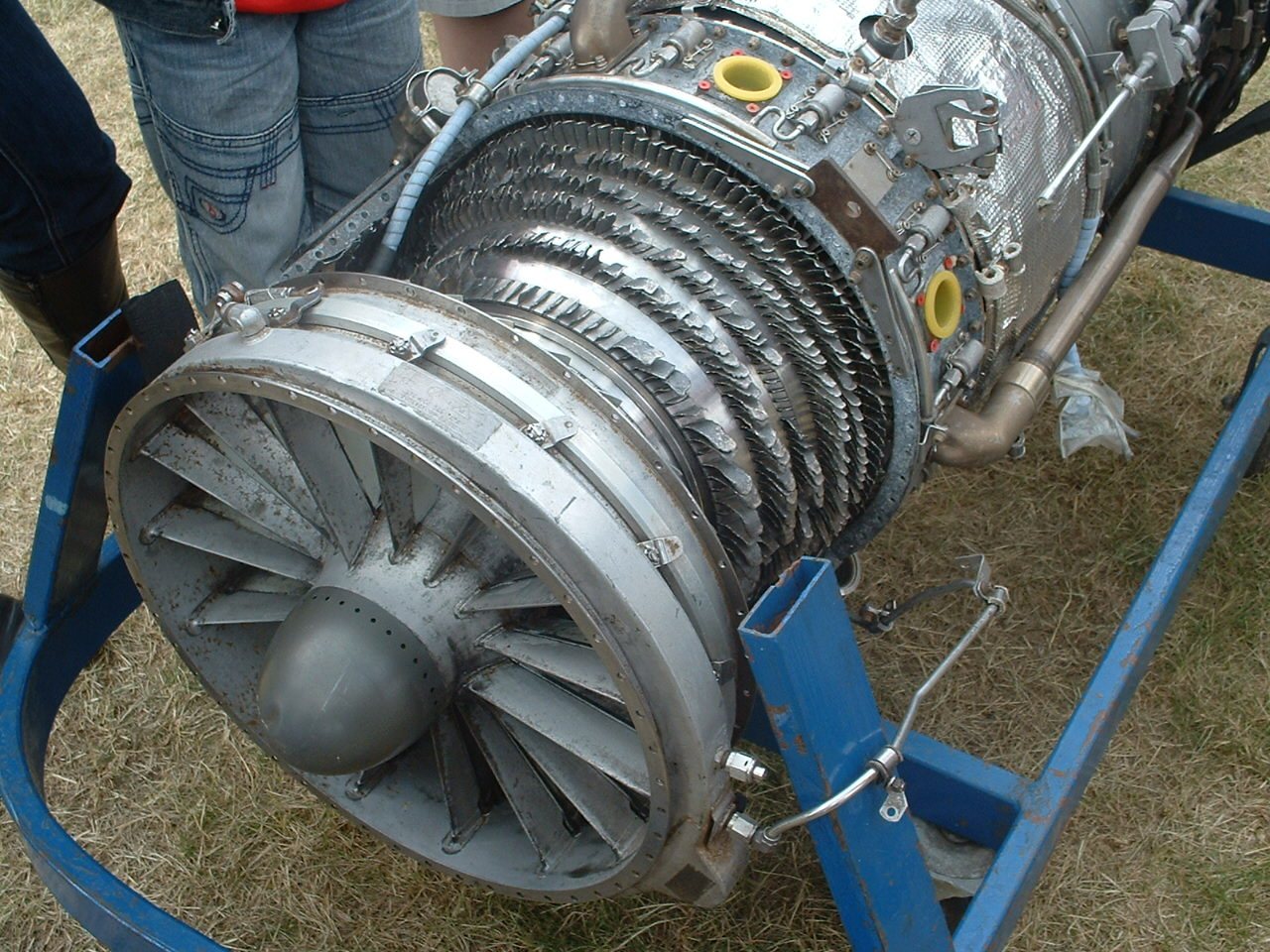 Jet engine damaged by a bird strike