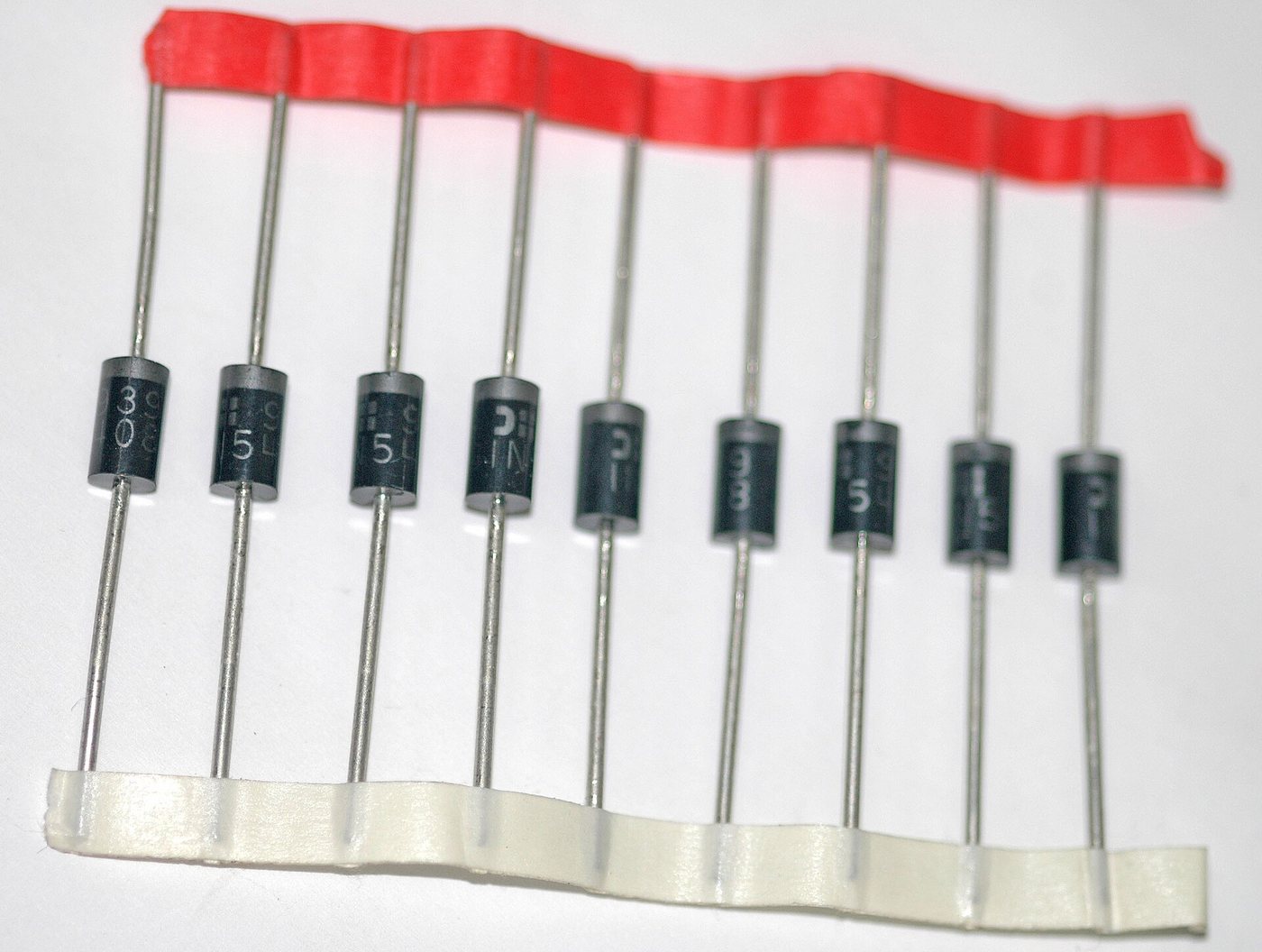Silicon diodes on a paper component reel