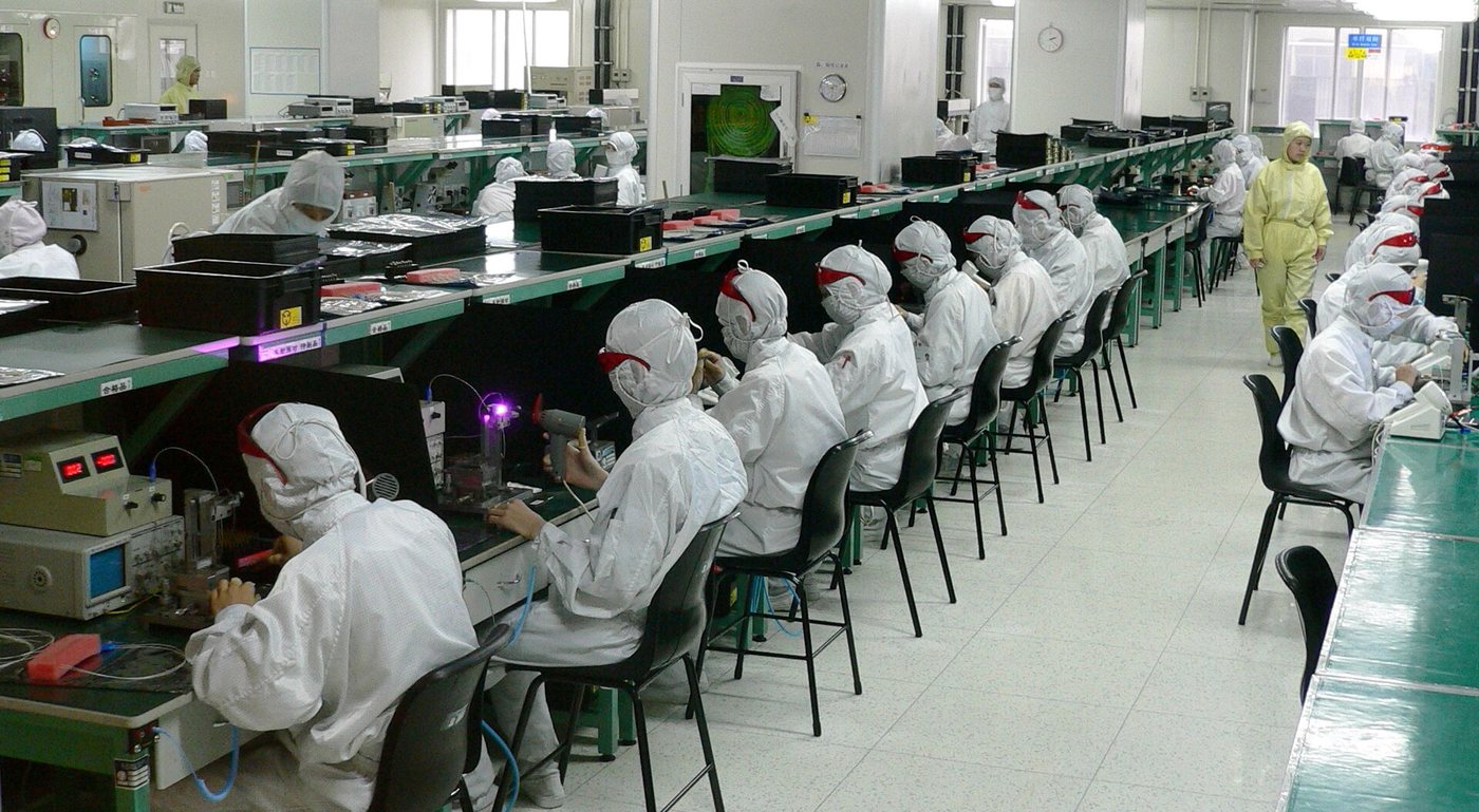 An electronics factory floor in Shenzhen