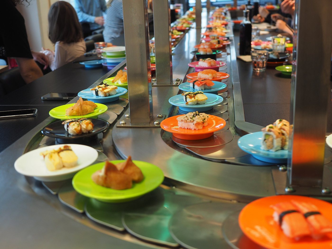 A conveyor belt sushi restaurant