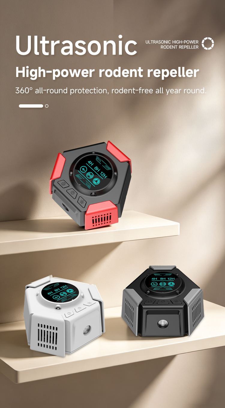 Hexagonal Ultrasonic Pest Repeller with Digital Display — Battery or Plug-in details 1